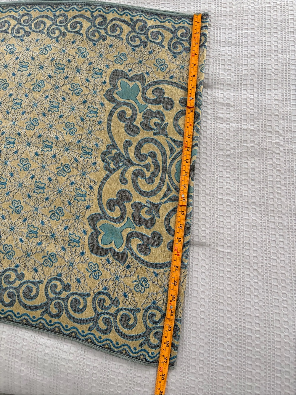 Pashmina Teal Gold Floral Butterfly Jacquard Fringe Scarf 68X27 - Picture 10 of 10